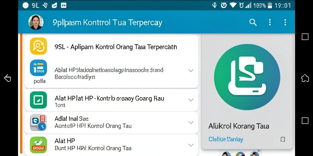 Antarmuka pengguna aplikasi Kontrol Orang Tua 9SL yang intuitif.