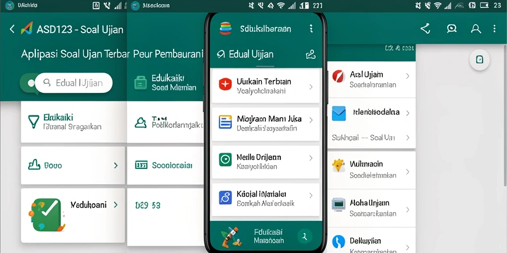 Antarmuka pengguna aplikasi soal ujian ASD123 yang interaktif dan intuitif.