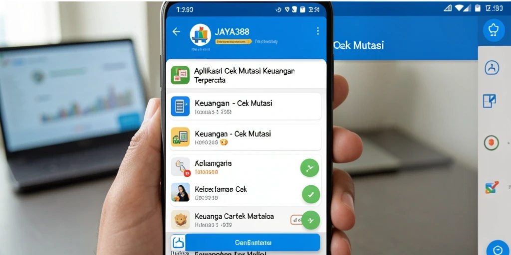 Antarmuka aplikasi JAYA388 untuk cek mutasi keuangan yang sederhana.