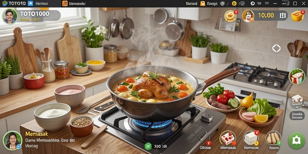 Antarmuka TOTO1000 dengan beragam hidangan menarik yang siap dimasak.
