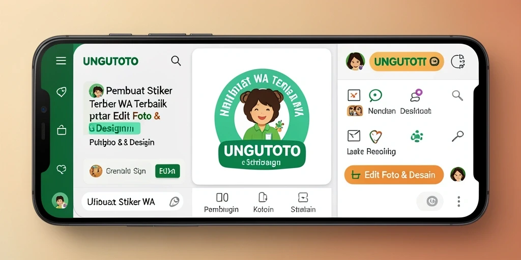 Antarmuka pengguna UNGUTOTO untuk membuat stiker WA yang menarik.