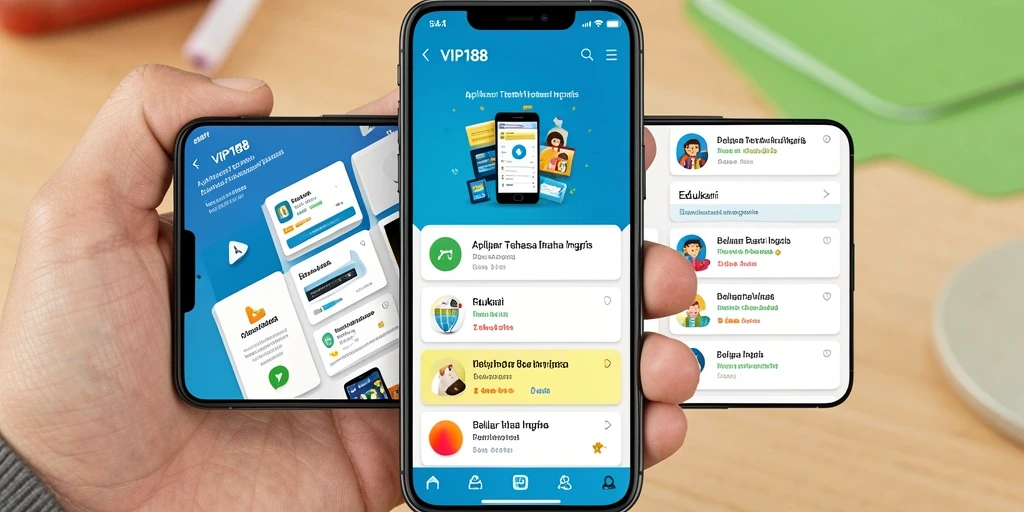 Tampilan antarmuka aplikasi VIP188 untuk Belajar Bahasa Inggris.