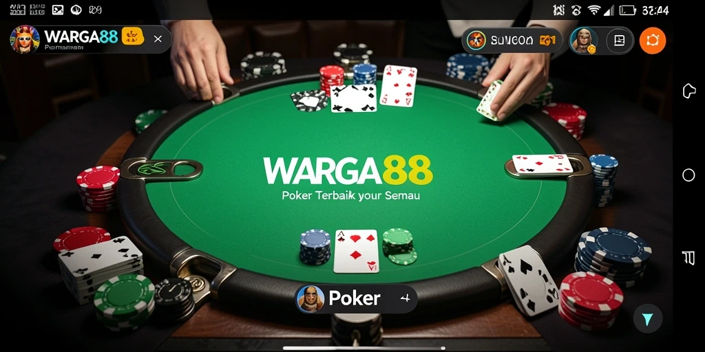 Antarmuka permainan Poker WARGA88 yang menarik dan interaktif.